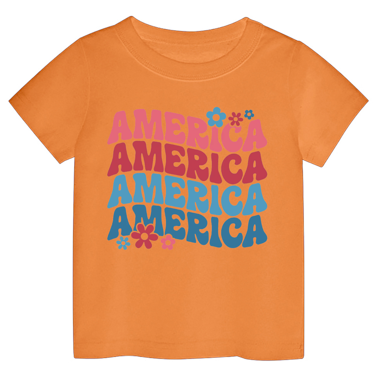 America Flower Independence Day Kids Shirt