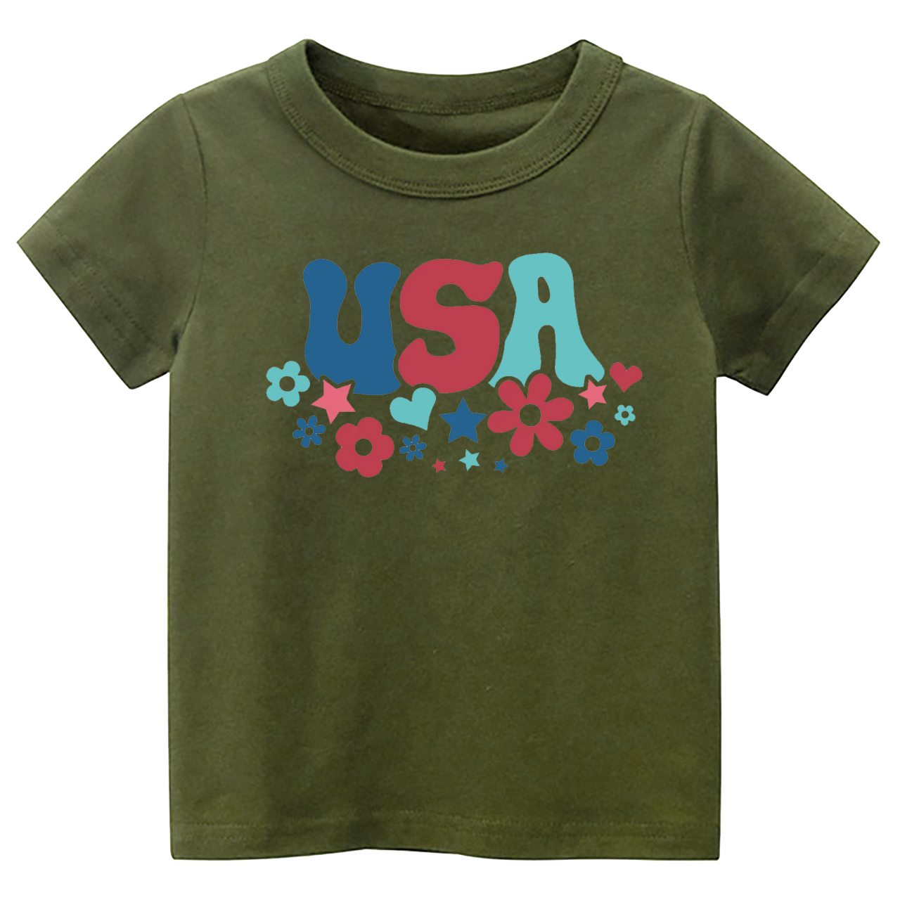 Cute USA Flower Independence Day Toddler Tee