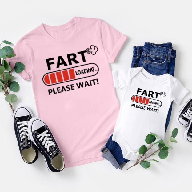 Fart Loading Funny Daddy and Me Matching T-shirts
