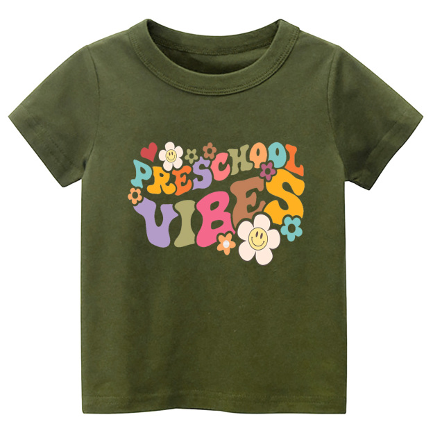 Retro PRESCHOOL Vibes Back To School Shirt For Kids