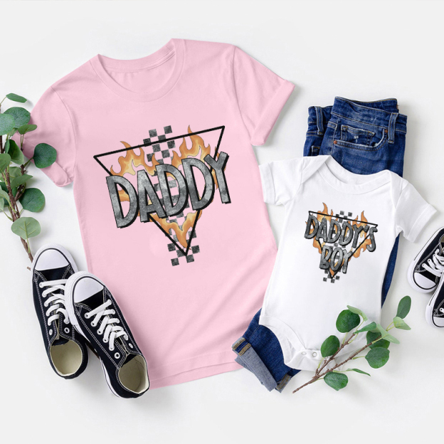Daddy And Daddy's Boy Flame Matching Father's Day Shirt