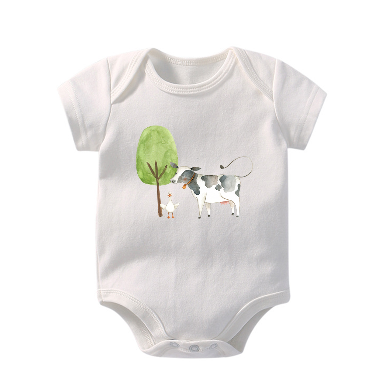 The Story Of the Farm Cow And The Gosling Baby Bodysuit