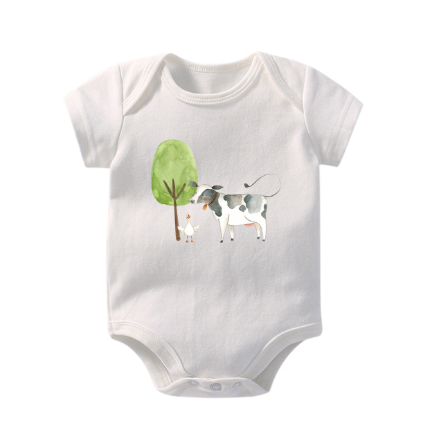 The Story Of the Farm Cow And The Gosling Baby Bodysuit