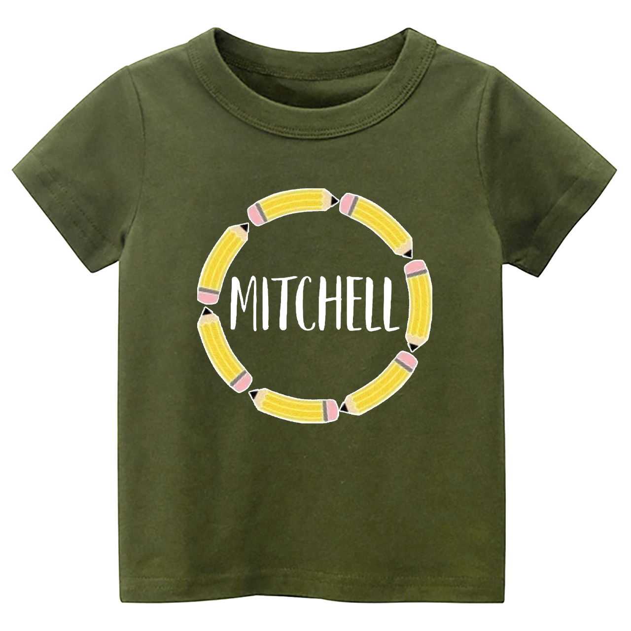 Personalized Pencil Circle School Retro Kids Shirts