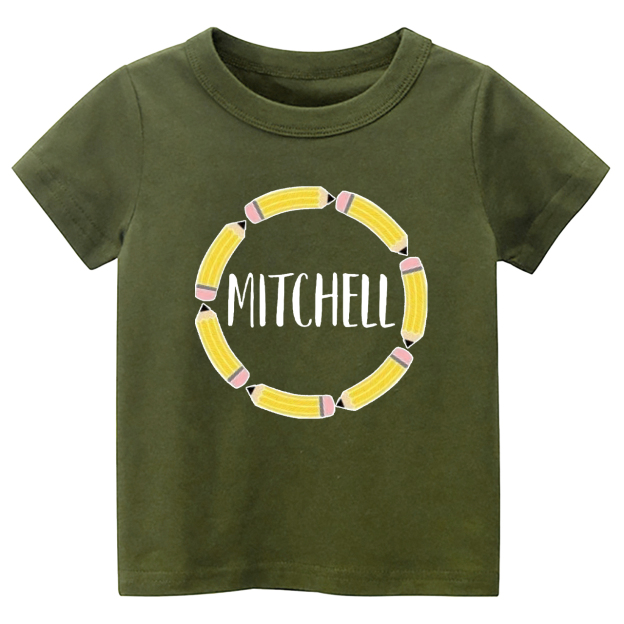 Personalized Pencil Circle School Retro Kids Shirts