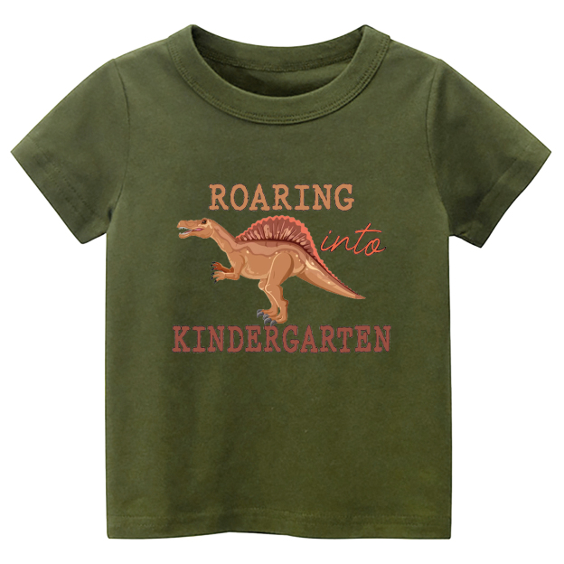 Roaring Into Kindergarten First Day Of School Kids Shirts