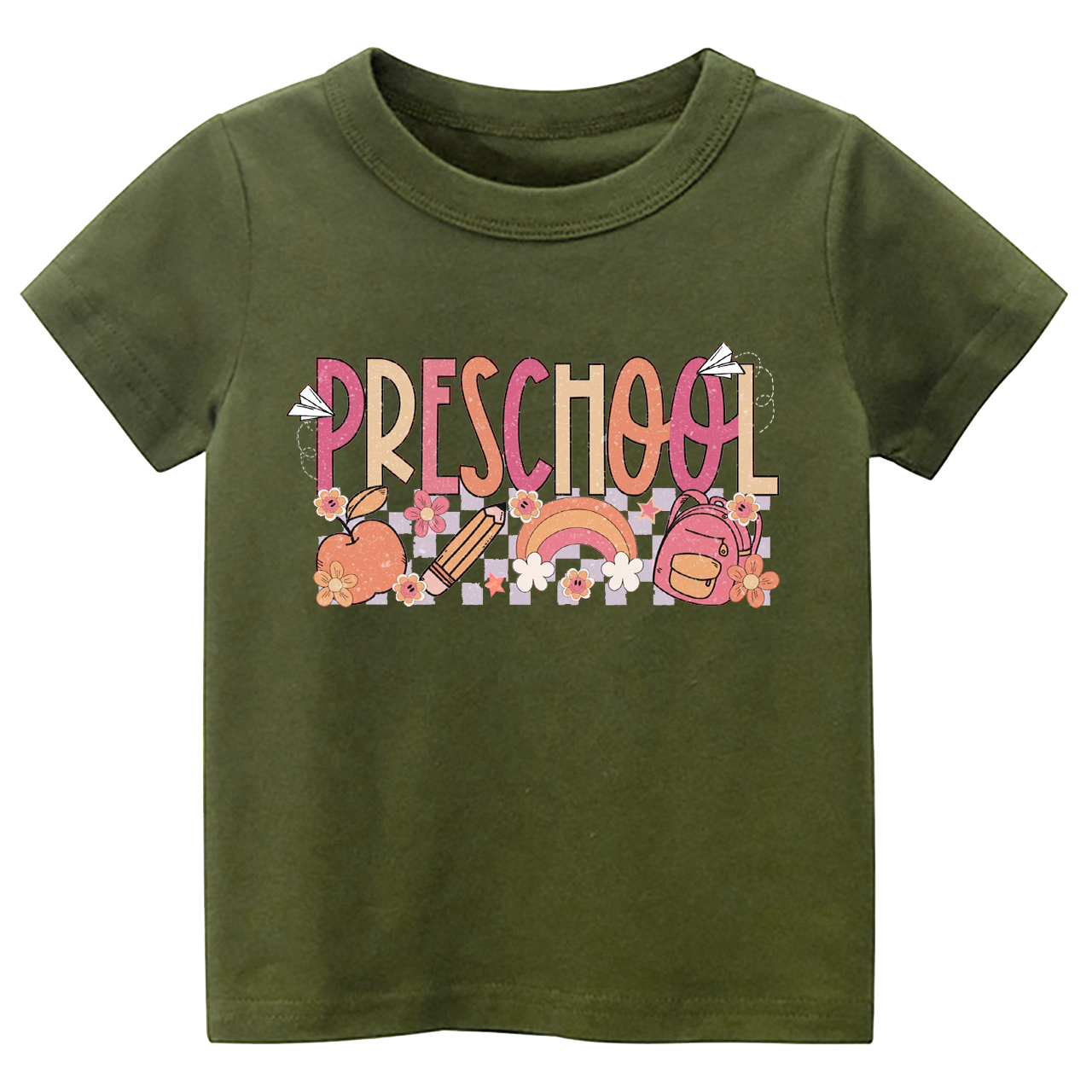 Preschool Apple Pencil Rainbow School Bag Kids Shirt