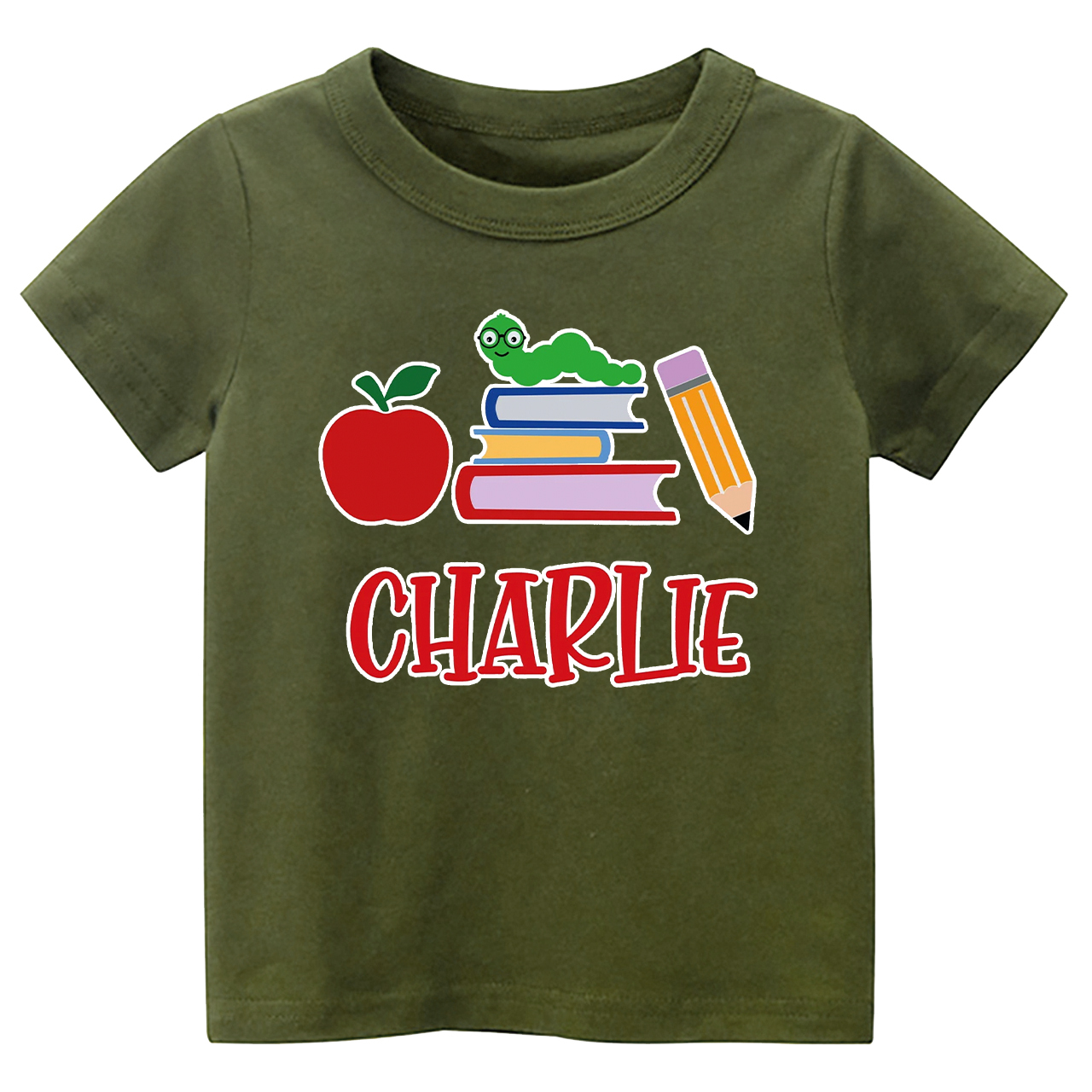 Personalized Apple Pencil Books School Kids Shirt