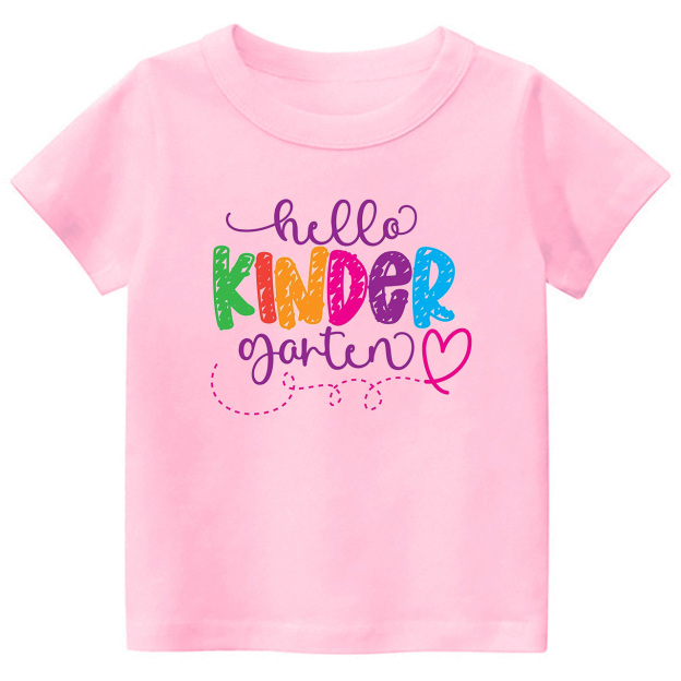 Hello Kindergarten - Hand Lettered School Shirt For Kids
