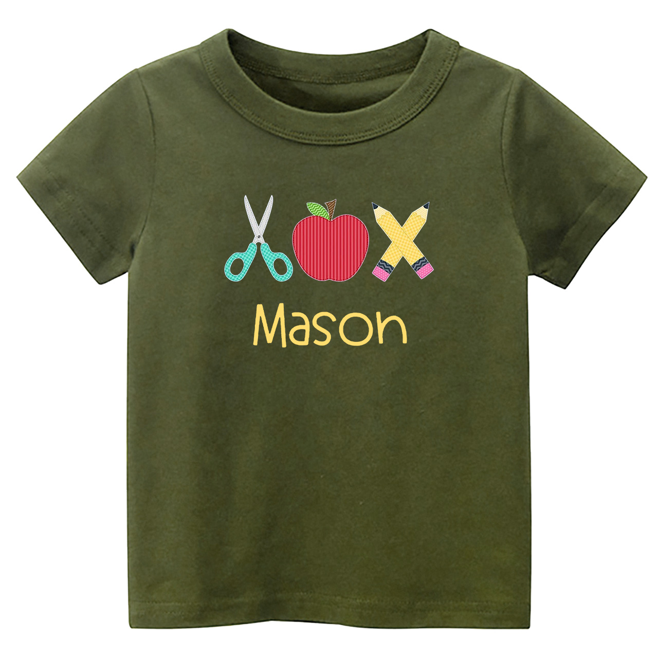 Personalized Back To School Scissors Apple Pencil Kids Shirt