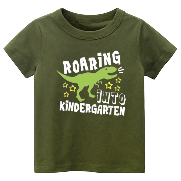 Roaring Into Kindergarten Back To School Kids Shirts