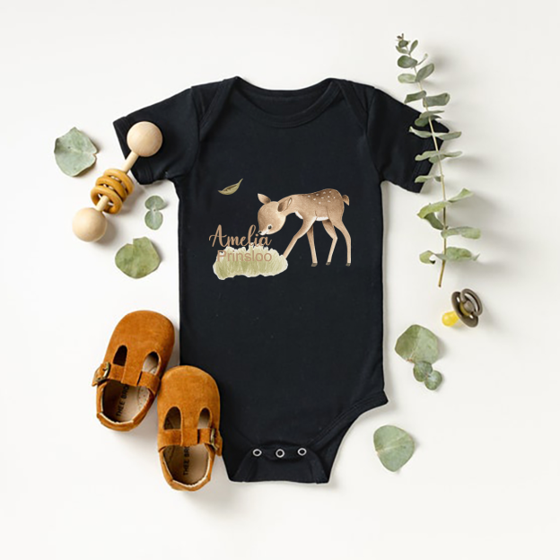 Personalized Deer Grazing Baby Bodysuit