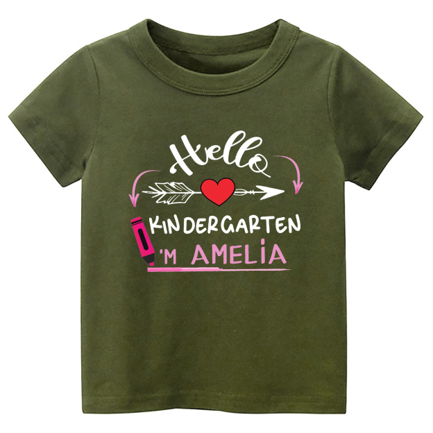 Personalized Name Hello Kindergarten School Kids T-shirts