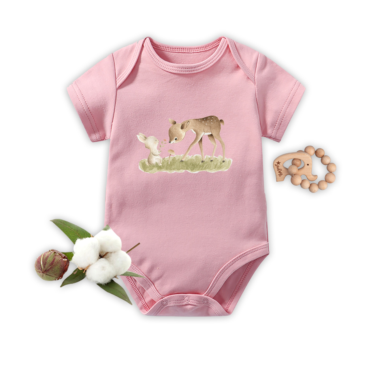 Friends Fawn & Rabbit Baby Bodysuit