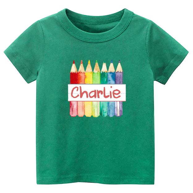 Personalized Crayon Name Back To School Kids T-shirts