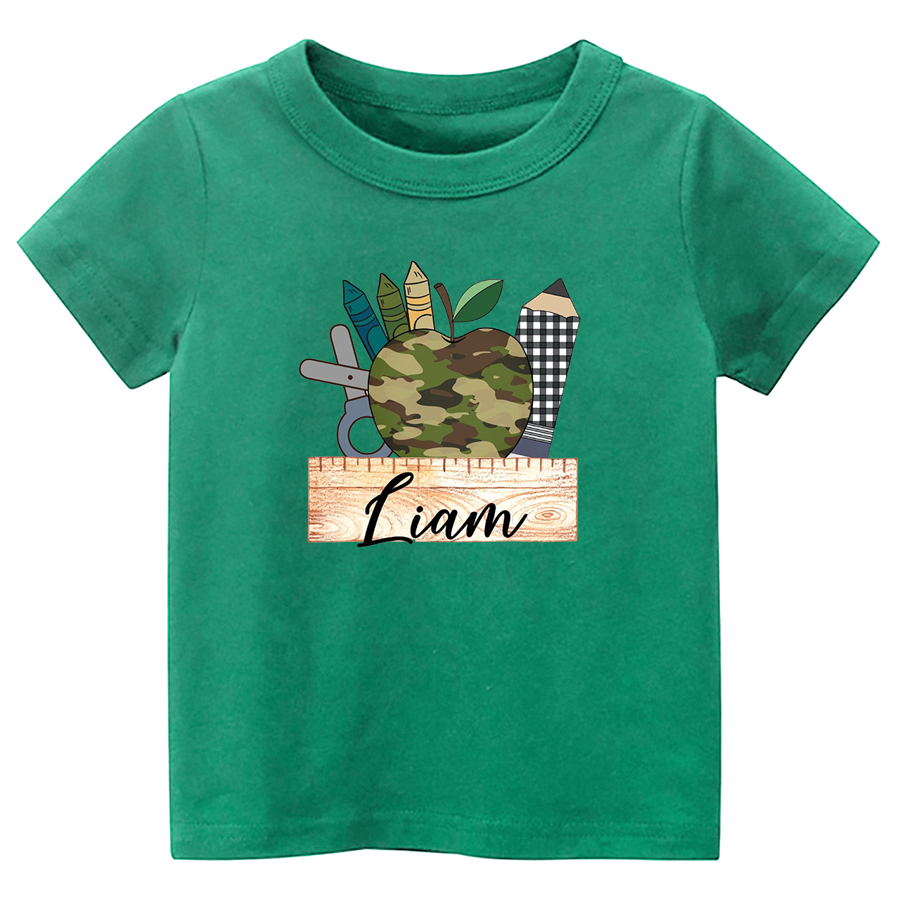 Personalized Camo Apple Plaid Pencil Tees