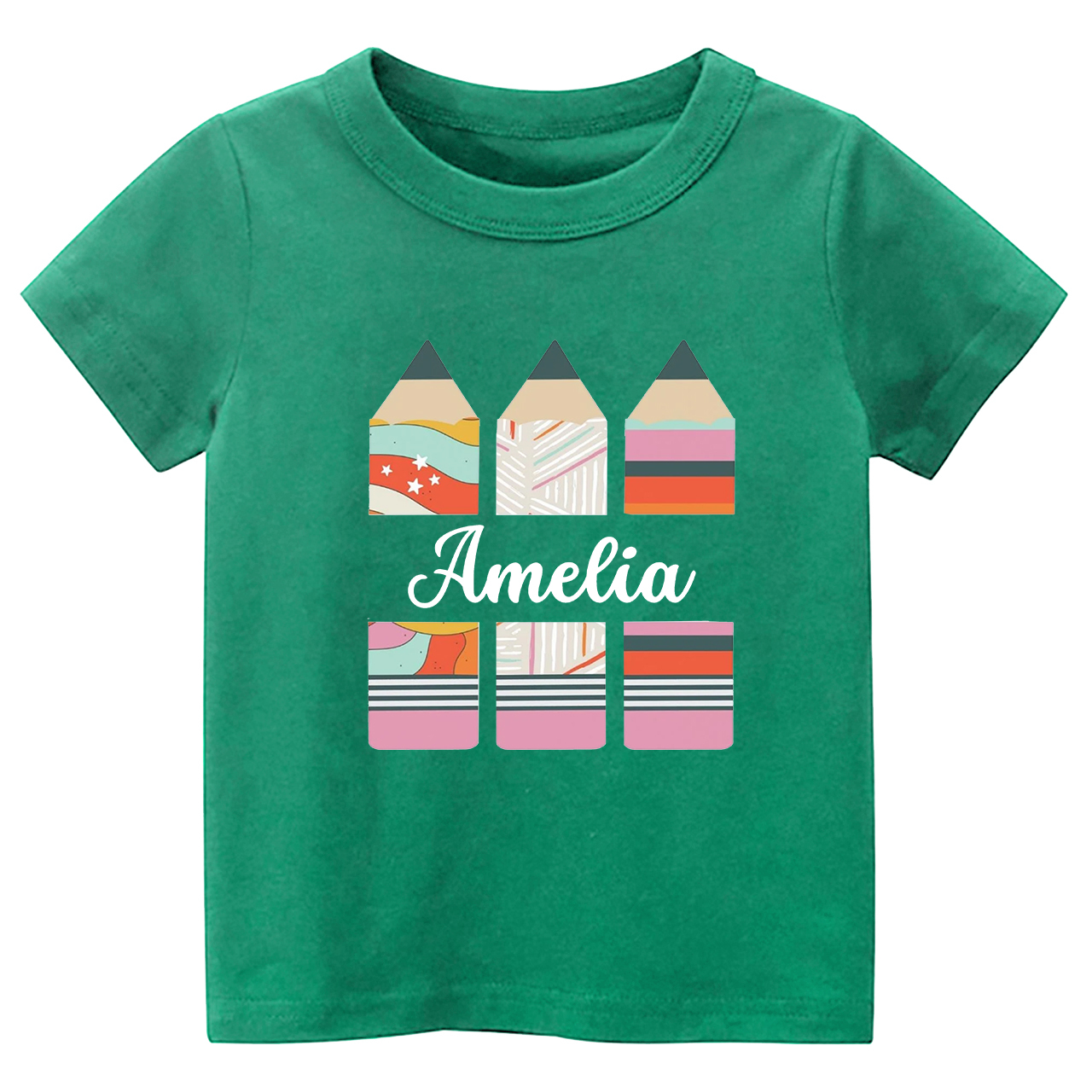 Personalized Geometric Retro Pencil Kids Shirts