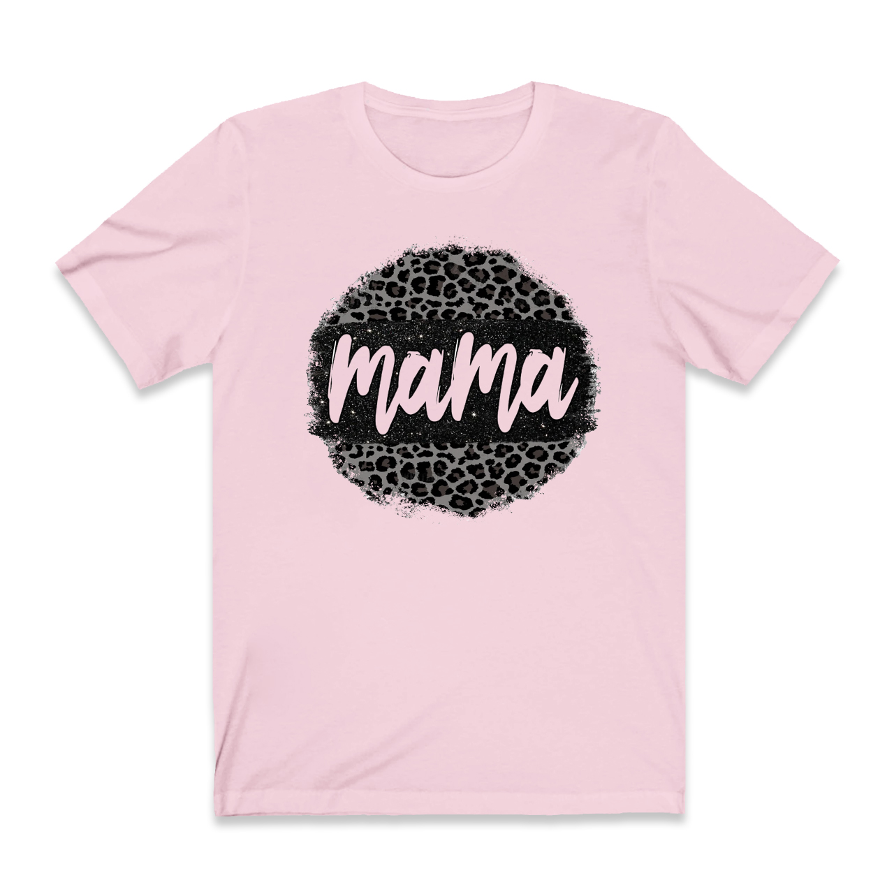 Black Leopard Mama Circle Retro T-Shirt