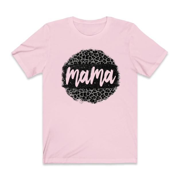 Black Leopard Mama Circle Retro T-Shirt