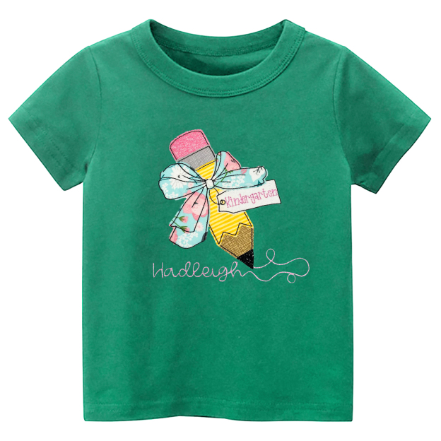 Personalized Pencil And Bow Back To School Shirt For Kids