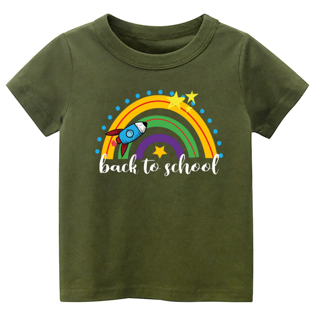 Rocket Rainbow Back To School Kids T-Shirt