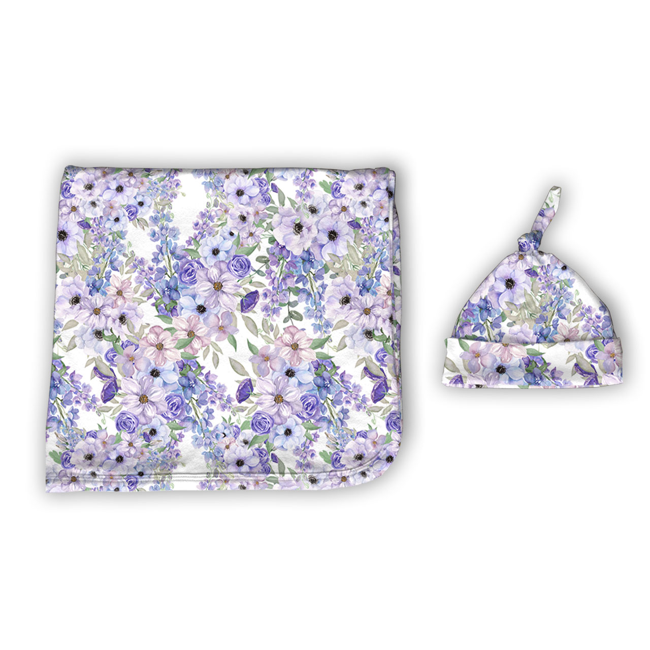 Manga Purple Flowers Hospital Swaddle&Hat Set SaleBeepumpkin™