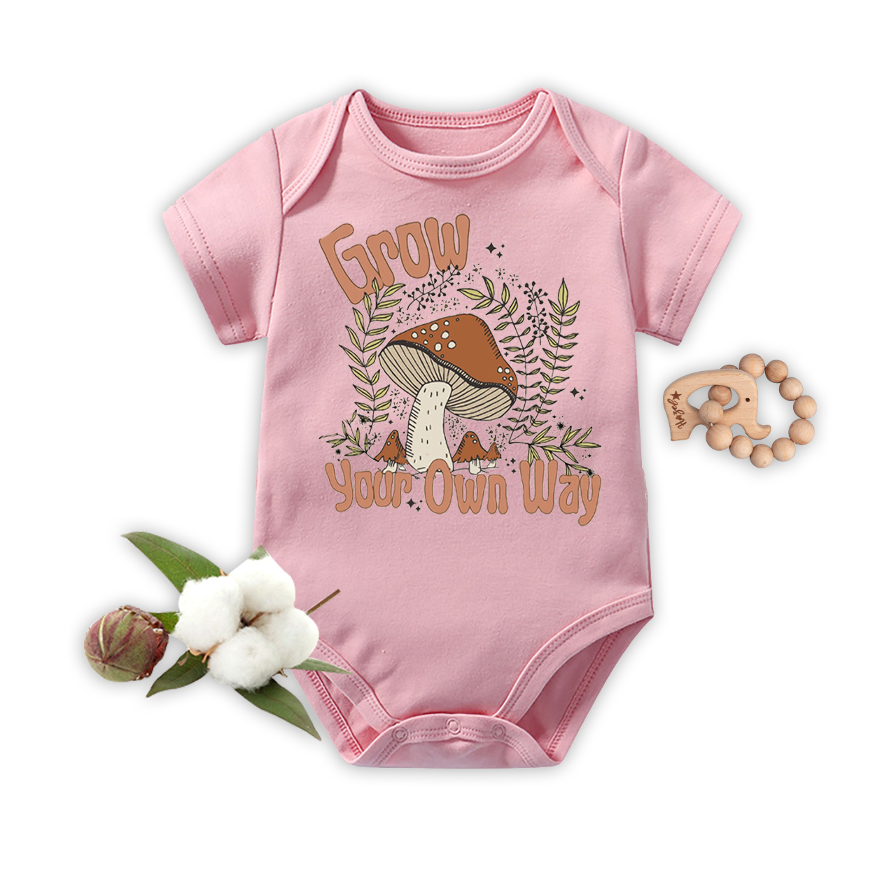 Grow Your Own Way Cute Mushroom Baby Bodysuit