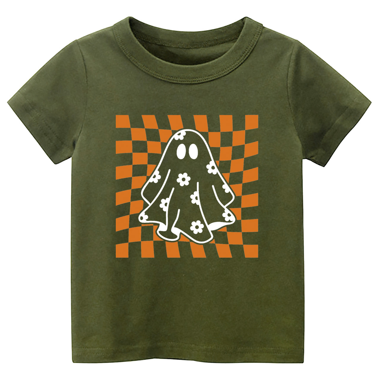 Checkered Floral Daisy Ghost Toddler Shirt