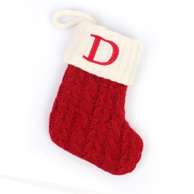 Christmas Socks Knitted Embroidered Alphabet Socks
