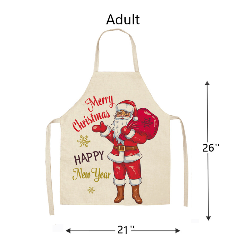 Happy New Yera And Merry Christmas Apron Sets For Adult&Kids