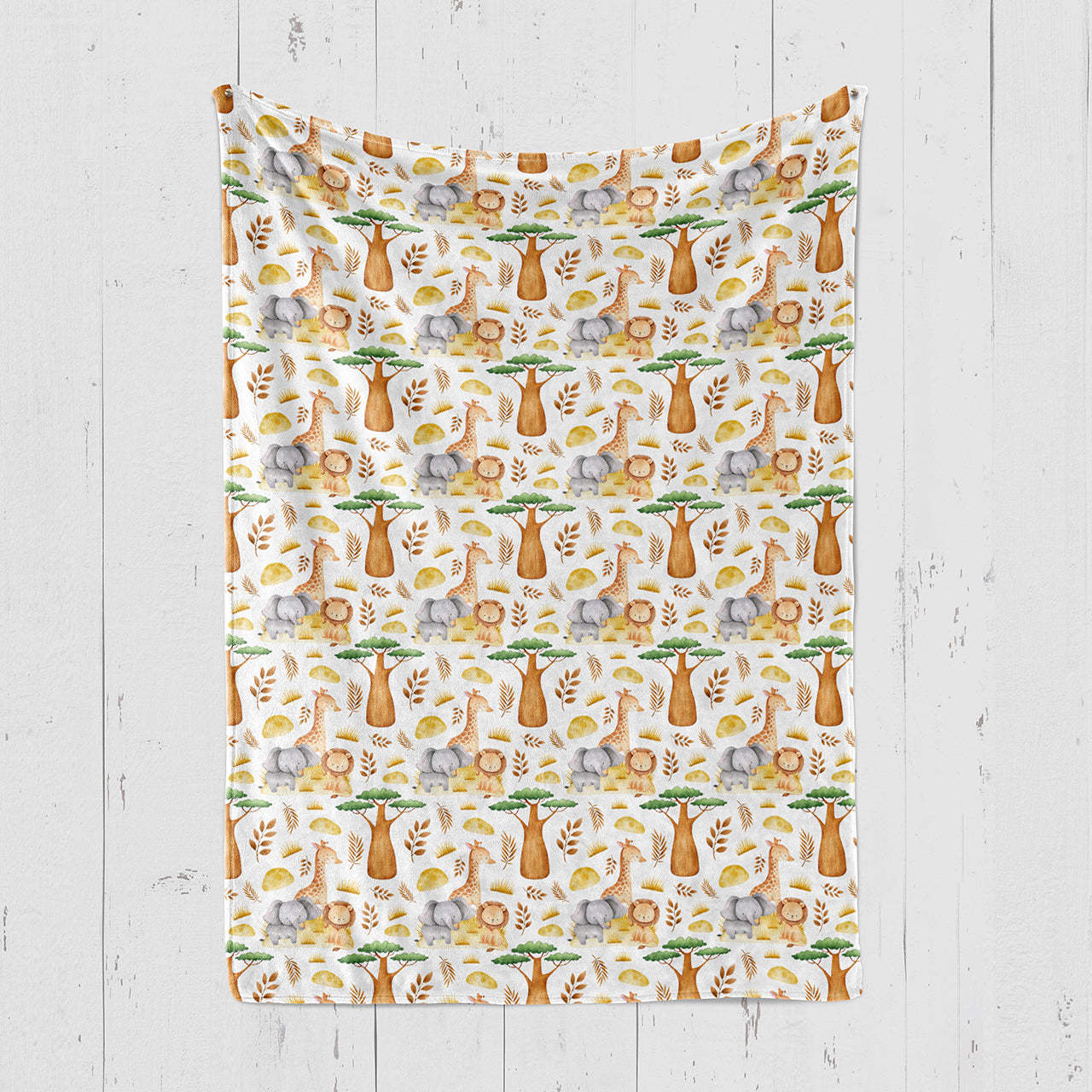 Giraffe Lion Elephant Baby Flannel Blanket