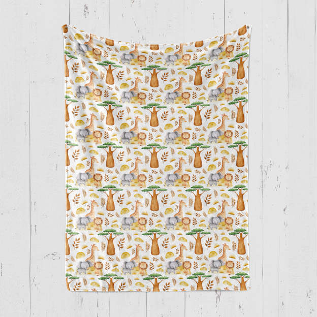 Giraffe Lion Elephant Baby Flannel Blanket