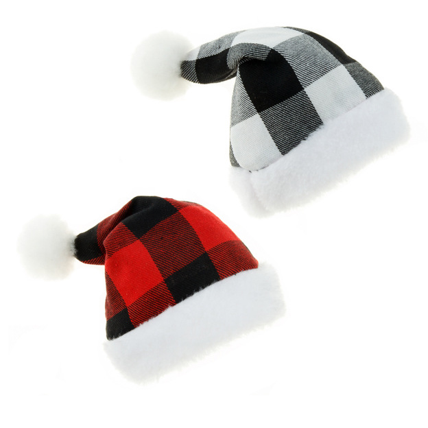 Pet Christmas Plush Plaid Hat