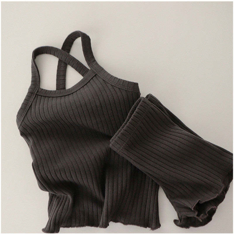 4 Colors Baby Girl Ribbed Short Set