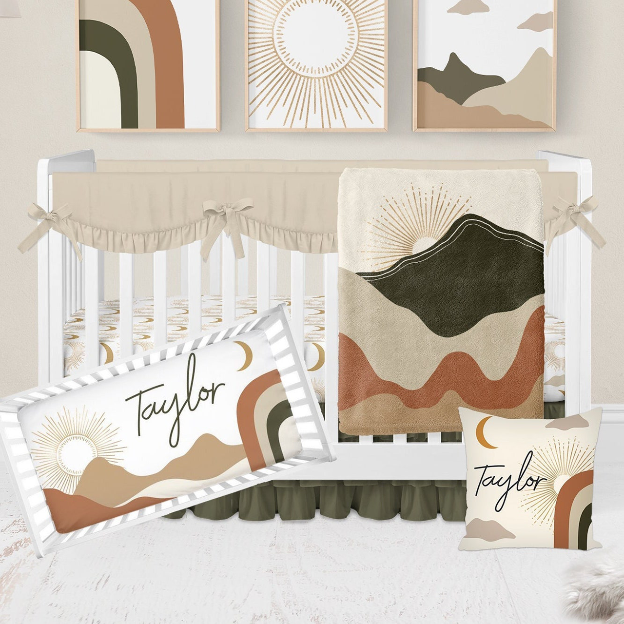 Boho Earth Tone Neutral Baby Flannel Blanket