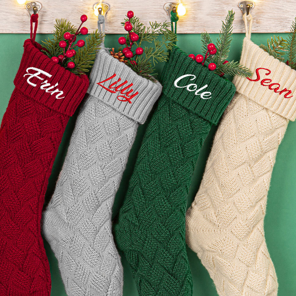 Personalized 4 Colors Christmas Woolen Stockings 