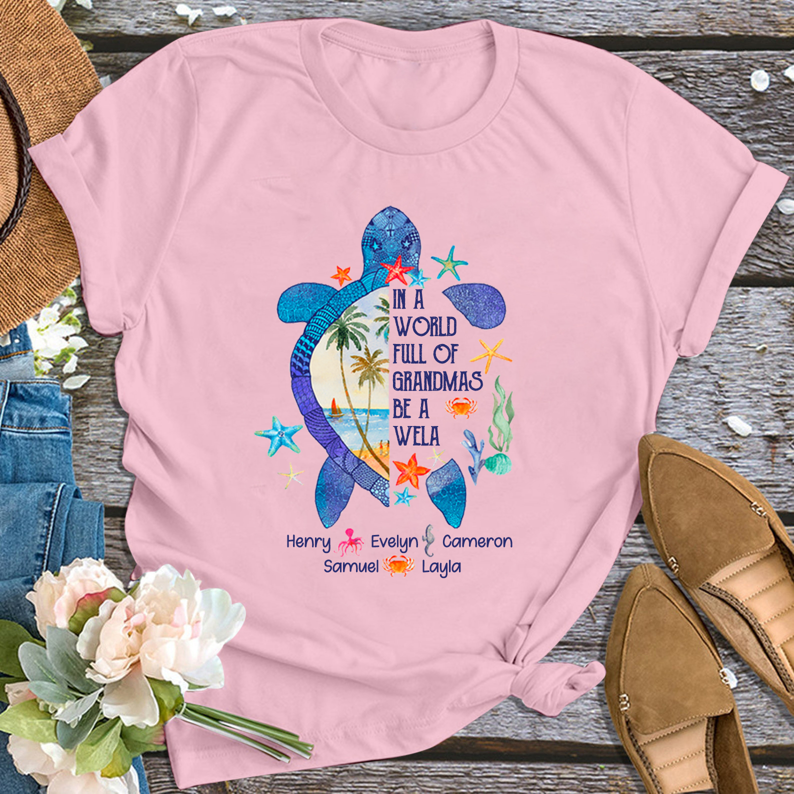 World Full Of Grandmas Personalized Shirt