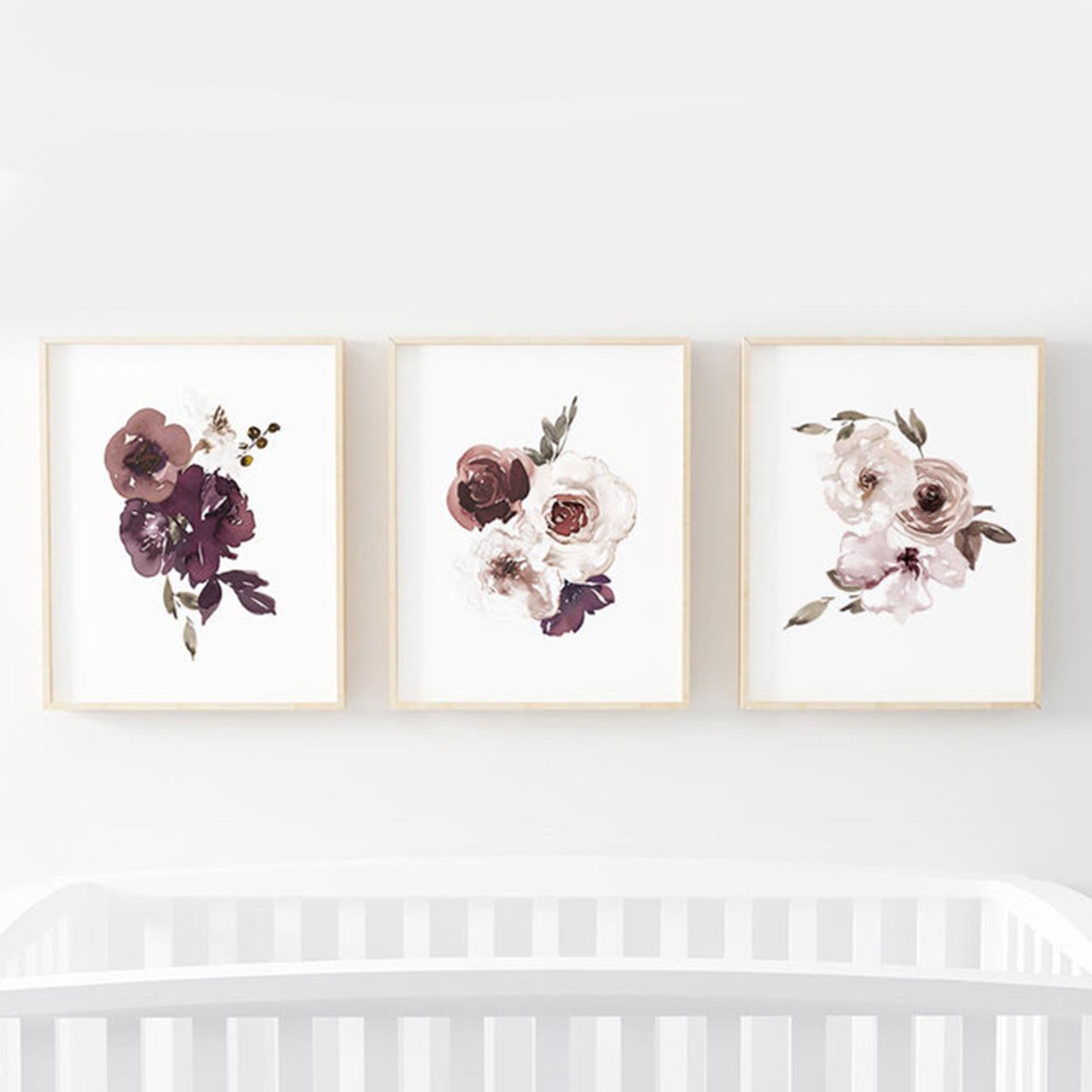 Demi's Dusty Purple Floral Bundled Digital Nursery Art