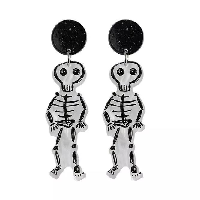 Halloween Graffiti Skeleton Acrylic Earring 