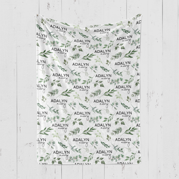 Personalized Bear & Forest Flannel Blanket