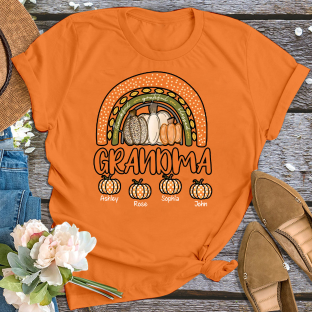 Three Pumpkins Thanksgiving Personalized Grandma Shirt 
