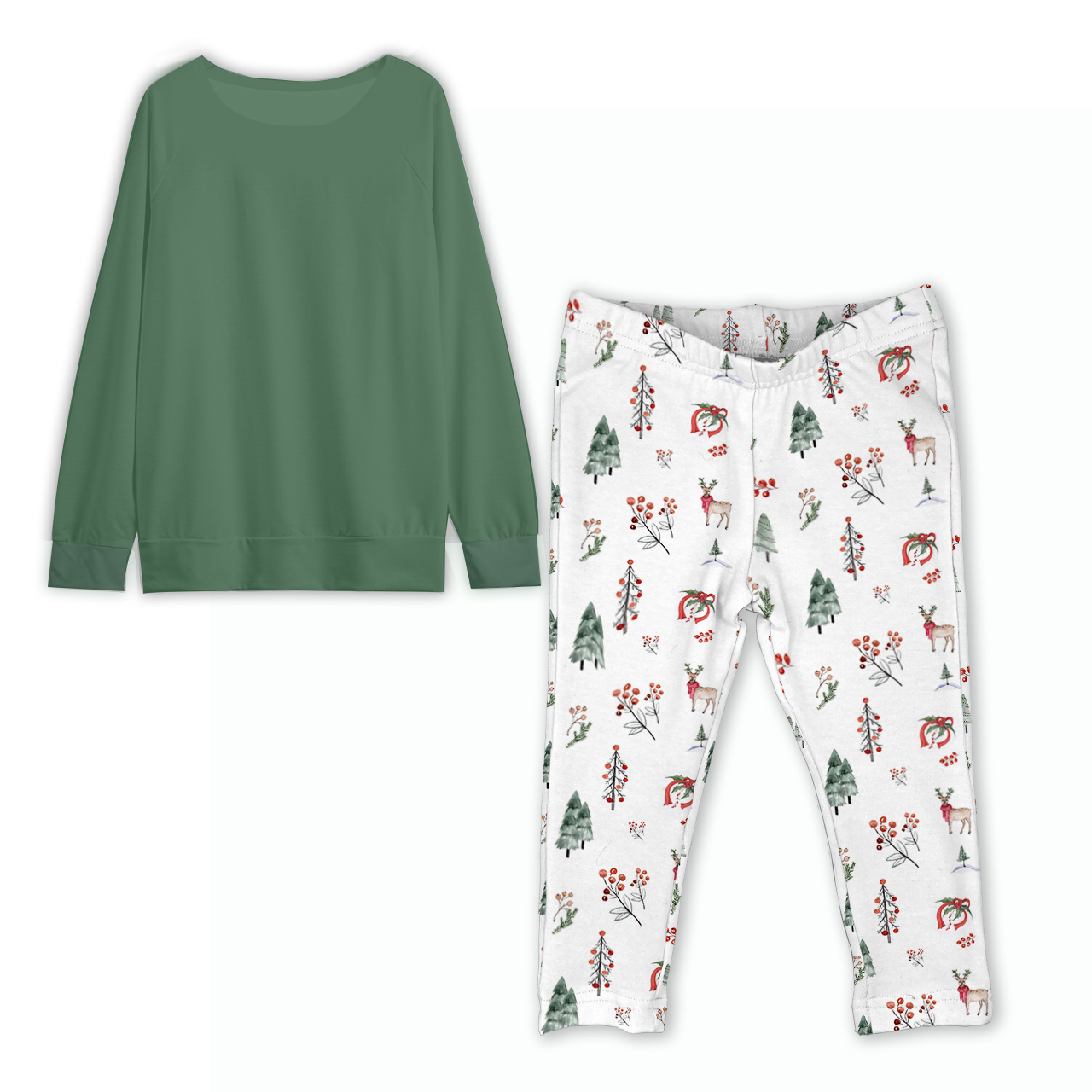 Green Tree Patterns Christmas Family Matching Pajamas