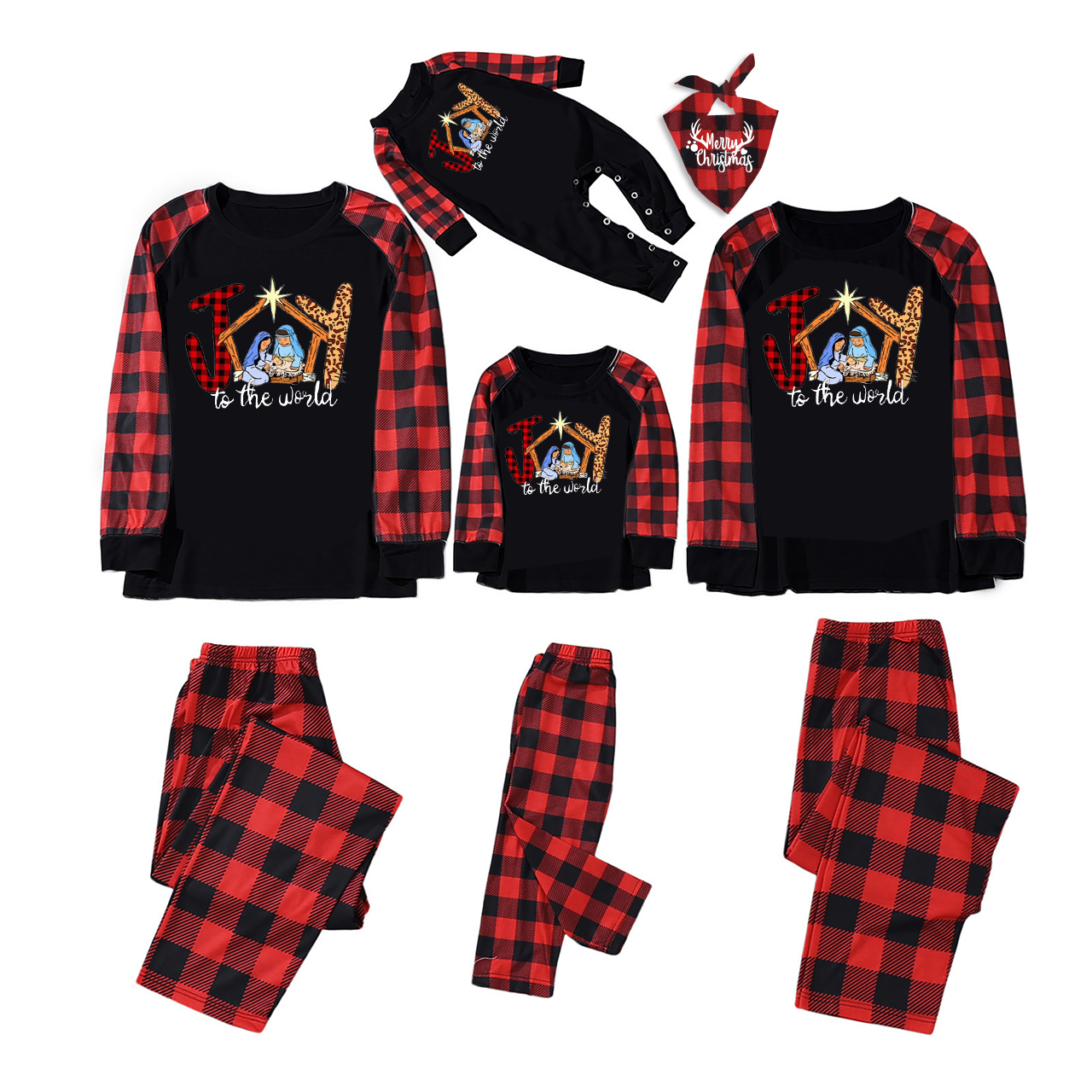 Joy to the World Christian Christmas Family Matching Pajamas