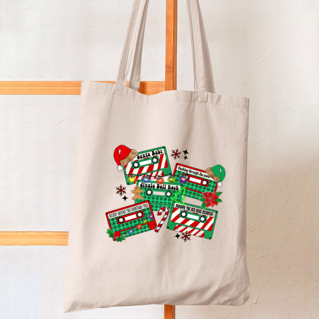 Christmas Music Cassette Tote Bag