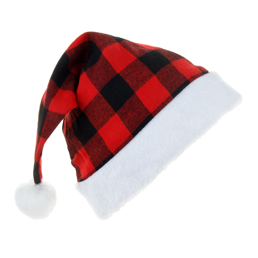 Christmas Plush Plaid Hat