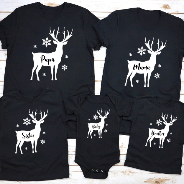 Snowflake Deer Christmas Family Shirt