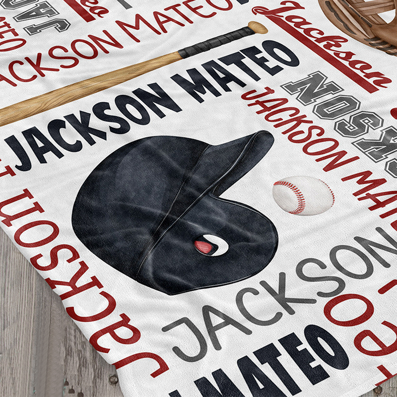 Monogramed Baseball  Flannel Blanket