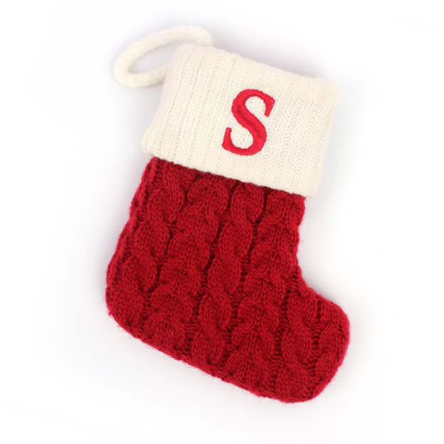 Christmas Socks Knitted Embroidered Alphabet Socks
