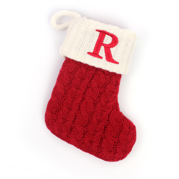 Christmas Socks Knitted Embroidered Alphabet Socks