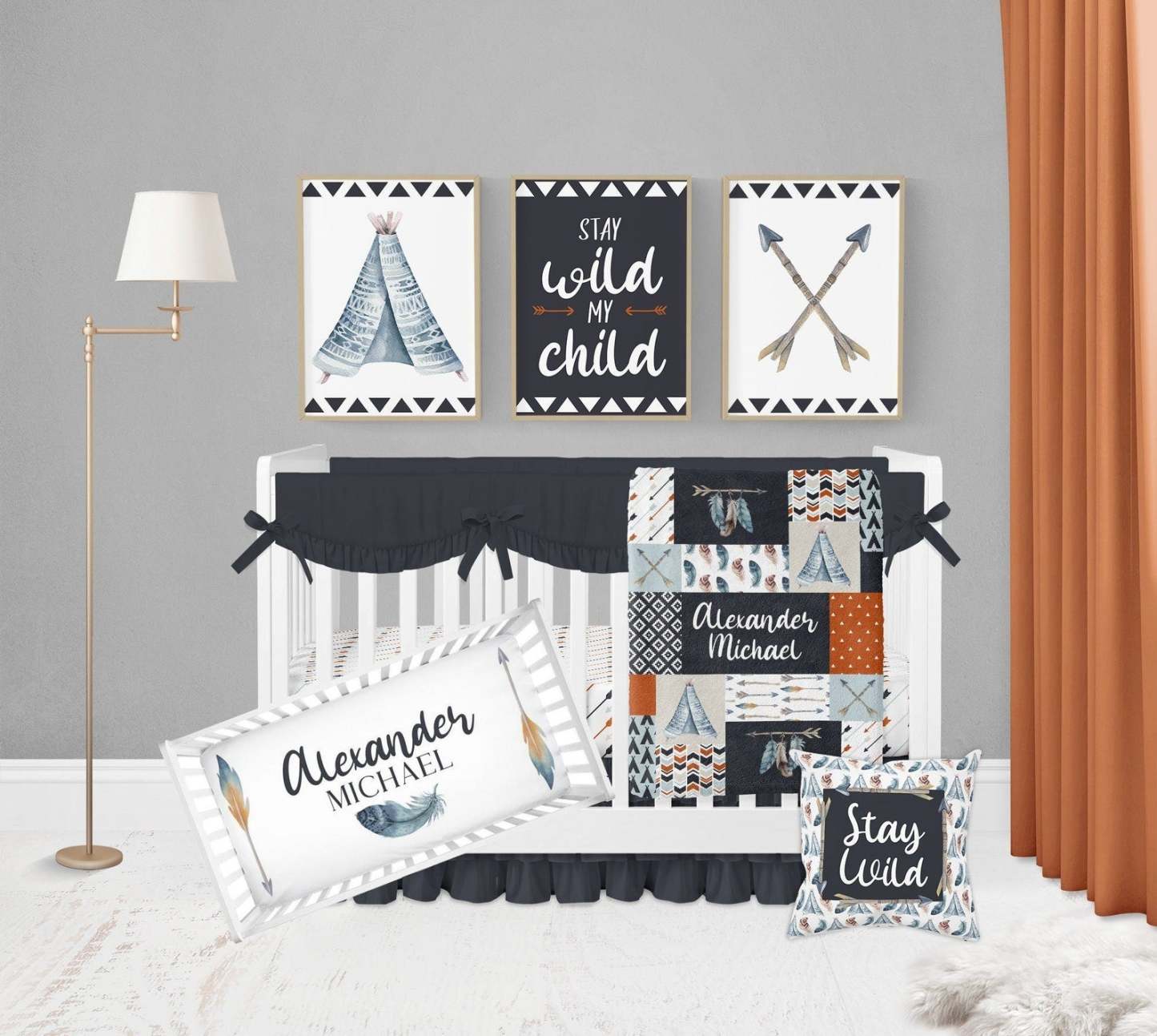 Personalized Stay Wild Boho Baby Flannel Blanket